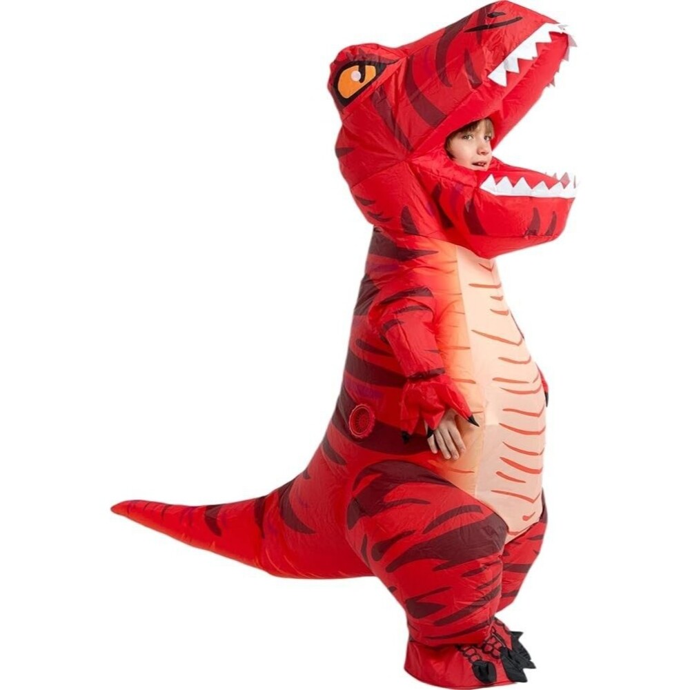 KIDS T-REX Dinosaur (6-7yr) INFLATABLE Costume Red TRex Blowup Halloween